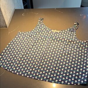 Chloe K Blue and Green Apple Patterned Tank Top